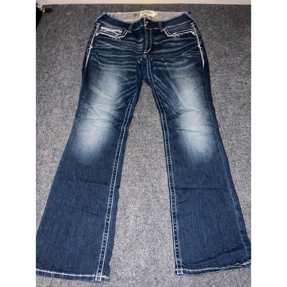 Ariat REAL Denim Dark Wash Bootcut Jeans Blue Thick Stitch 32R